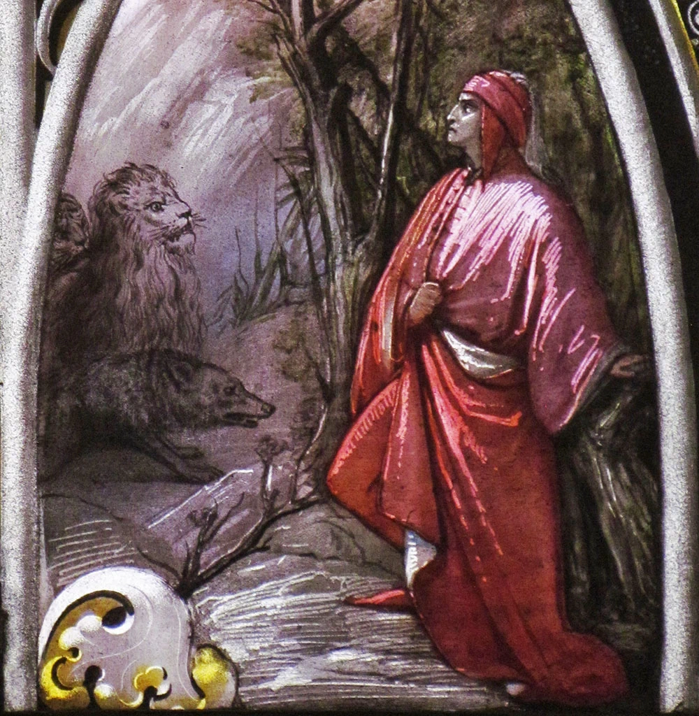 Vetrata con il Trionfo di Dante - Studiolo dantesco, Museo Poldi Pezzoli, Milano, dettaglio
